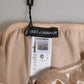 Beige Silk Satin Floral Lace Panty Brief Underwear