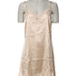 Nude Chemise Lingerie Silk Blend Lace Trim Dress