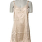 Nude Chemise Lingerie Silk Blend Lace Trim Dress