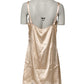 Nude Chemise Lingerie Silk Blend Lace Trim Dress