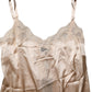 Nude Chemise Lingerie Silk Blend Lace Trim Dress