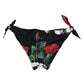 Black Side Tie Floral Bikini Bottom Swimwear