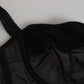 Black Nylon Underwired Balconette Bra Underwear