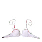 White Floral Print Halter Bikini Top Swimwear