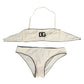 Beige Logo Swimsuit 2 Piece Top Bottom Swimwear