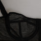 Black Floral Underwired Balconette Bra Underwear