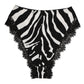 Black Silk Zebra Print Lace High Waist Underwear