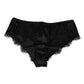 Black Silk Satin Floral Lace Panty Brief Underwear