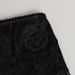 Black Silk Satin Floral Lace Panty Brief Underwear
