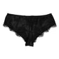 Black Silk Satin Floral Lace Panty Brief Underwear