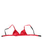 Red Silk Satin Triangle Soft Cup Br Underwear