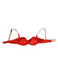 Red Silk Satin Underwire Bra Semi-Pad Underwear