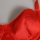 Red Silk Satin Underwire Bra Semi-Pad Underwear