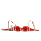 Red Silk Satin Underwire Bra Semi-Pad Underwear
