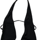 Black Nylon Deep V-Neck One Piece Swimwear