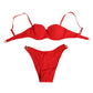Red Nylon Swimsuit 2 Piece Top Bottom Swimwear