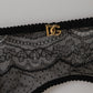 Black Floral Lace Nylon Strap Garter Underwear