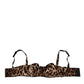 Brown Leopard Silk Balconnet Bra Underwear