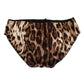 Brown Leopard Silk Mid Waist Panty Underwear