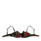 Black Floral Nylon Padded Balconnet Bra Underwear