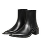 Black Leather Studded Men Short Boots Shoes