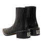 Black Leather Studded Men Short Boots Shoes