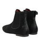 Black Leather Fur Men CHELSEA Boots Shoes