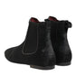 Black Leather Fur Men CHELSEA Boots Shoes