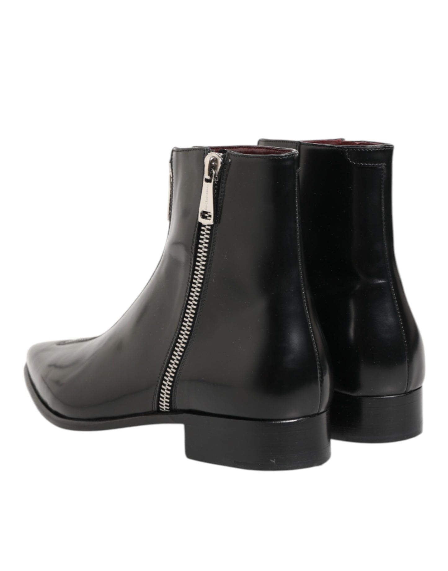 Black Calfskin Leather Men SHORT Boots Shoes