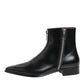 Black Calfskin Leather Men SHORT Boots Shoes