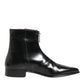 Black Calfskin Leather Men SHORT Boots Shoes