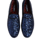 Blue Sequined Loafers Slippers Men Dress Shoes