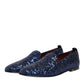 Blue Sequined Loafers Slippers Men Dress Shoes