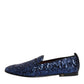 Blue Sequined Loafers Slippers Men Dress Shoes
