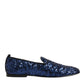 Blue Sequined Loafers Slippers Men Dress Shoes