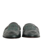 Green Leather Slip On Men Flat Loafers Shoes