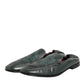 Green Leather Slip On Men Flat Loafers Shoes