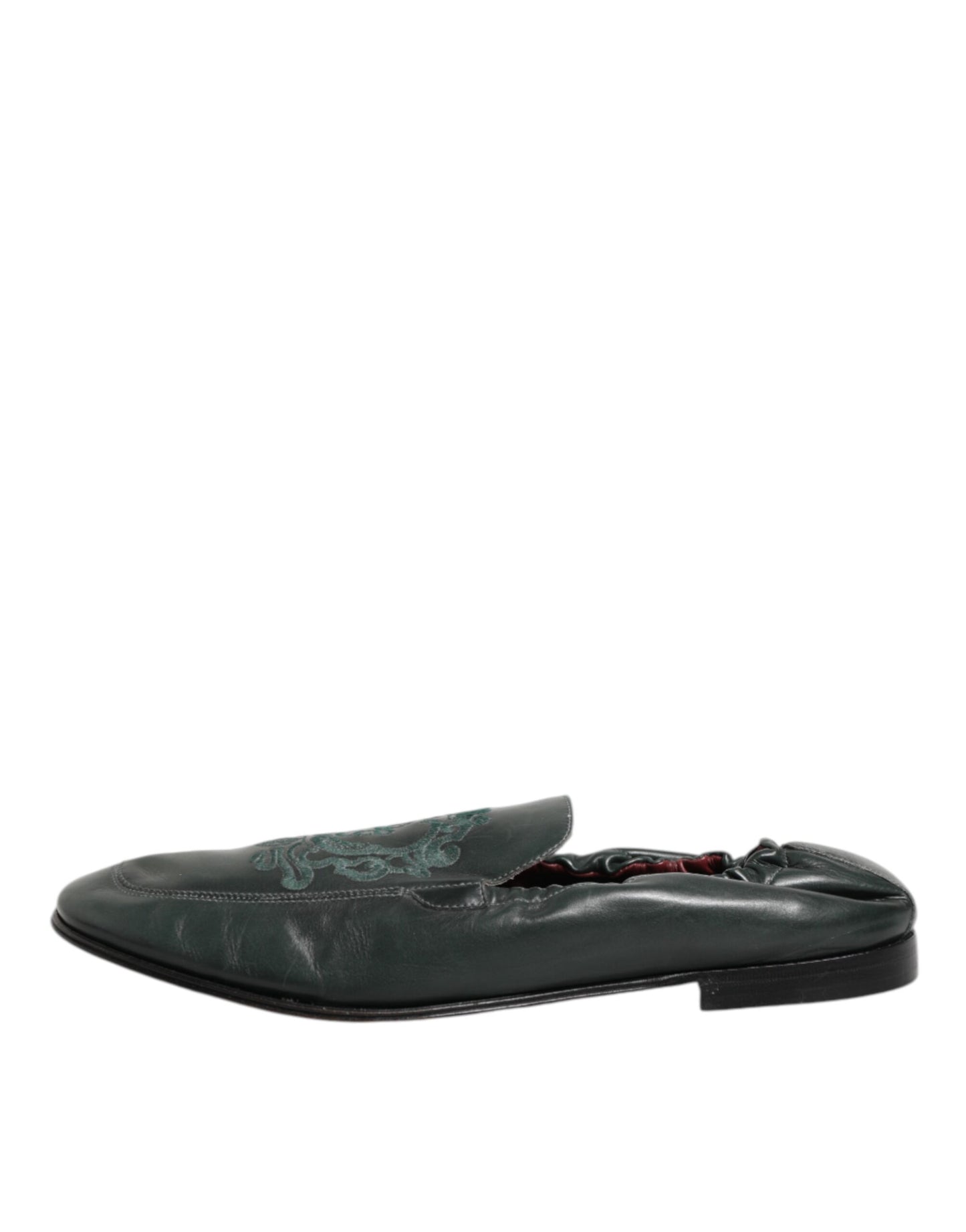 Green Leather Slip On Men Flat Loafers Shoes