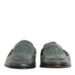 Green Leather Slip On Men Flat Loafers Shoes