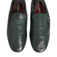 Green Leather Slip On Men Flat Loafers Shoes