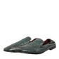 Green Leather Slip On Men Flat Loafers Shoes