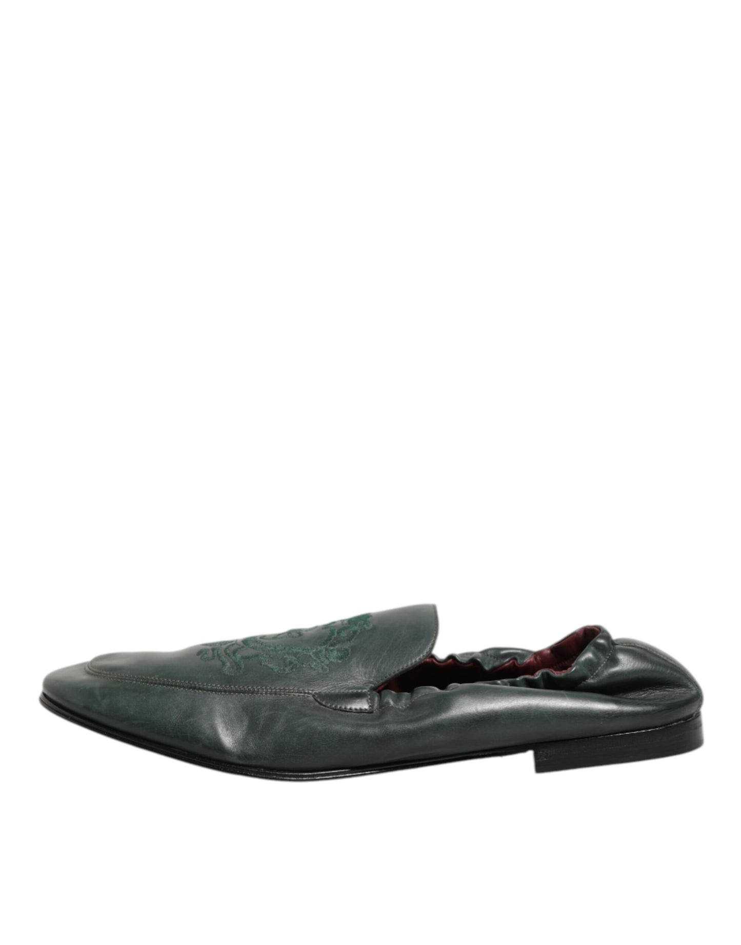 Green Leather Slip On Men Flat Loafers Shoes