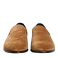 Brown Suede Slip On Men Loafers Formal Shoes