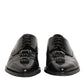 Black Leather Jeweled Crystals Derby Shoes