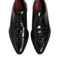 Black Leather Jeweled Crystals Derby Shoes