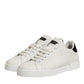 White Black Leather Low Top Men Sneakers Shoes