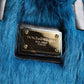 Blue Fur Logo Plaque Double Handle Shoulder Bag