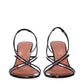 Black Leather Stiletto Heels Sandals