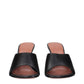 Black Leather Stiletto Heels Sandals