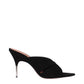 Black Leather Stiletto Heels Sandals